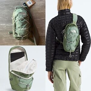 NWT The North Face Borealis Sling Bag Crossbody in Slate Moss/Bark Mist (green)